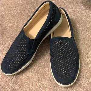 Nine West navy suade slip on sneakers
